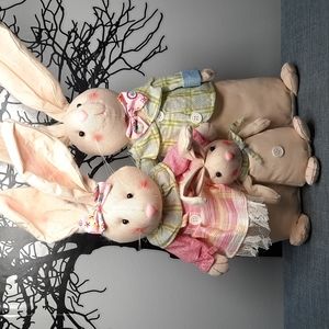 Spring Rabbit Family Standing Plush Stuffed Decorations Figure Easter Bunny